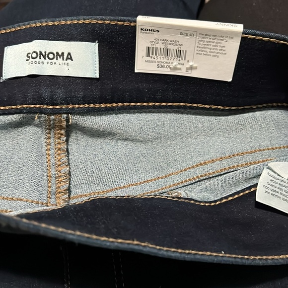 Sonoma Deep Indigo Skinny Pull On Jeans Size 4 R New - Picture 5 of 5
